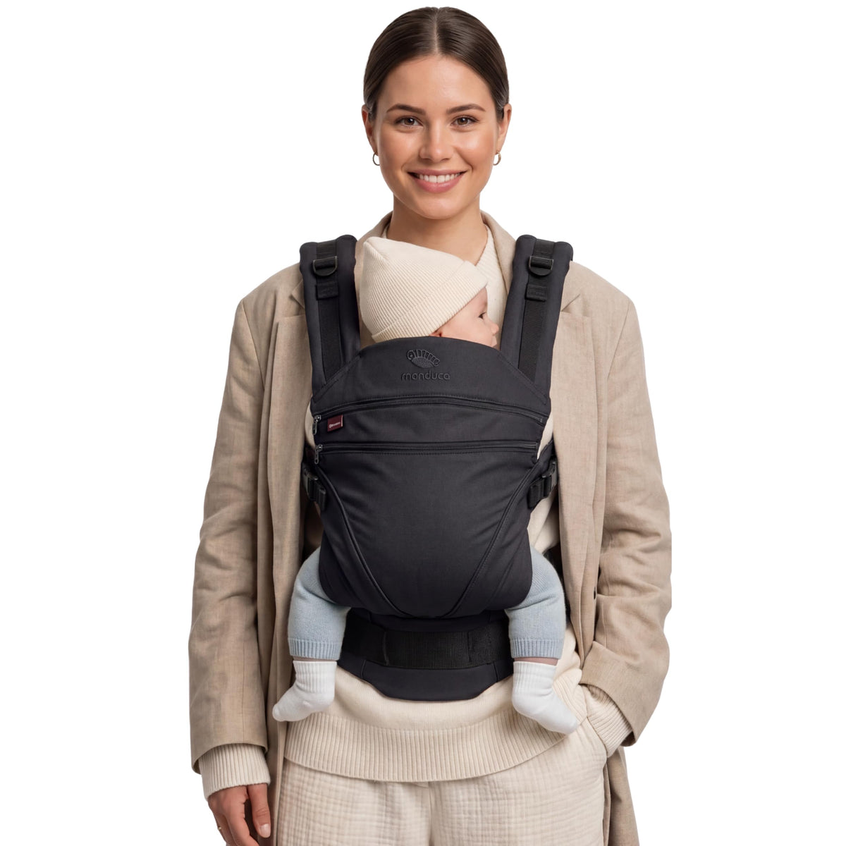 Manduca XT Happy Kiss Portabebé Ergonómico de Algodón Orgánico, Mochila Cangurera Multiposición (Frente, Cadera, Espalda), Ajustable para Recién Nacidos y Niños (3.5 a 20 kg), sin Insertos, XT Cotton