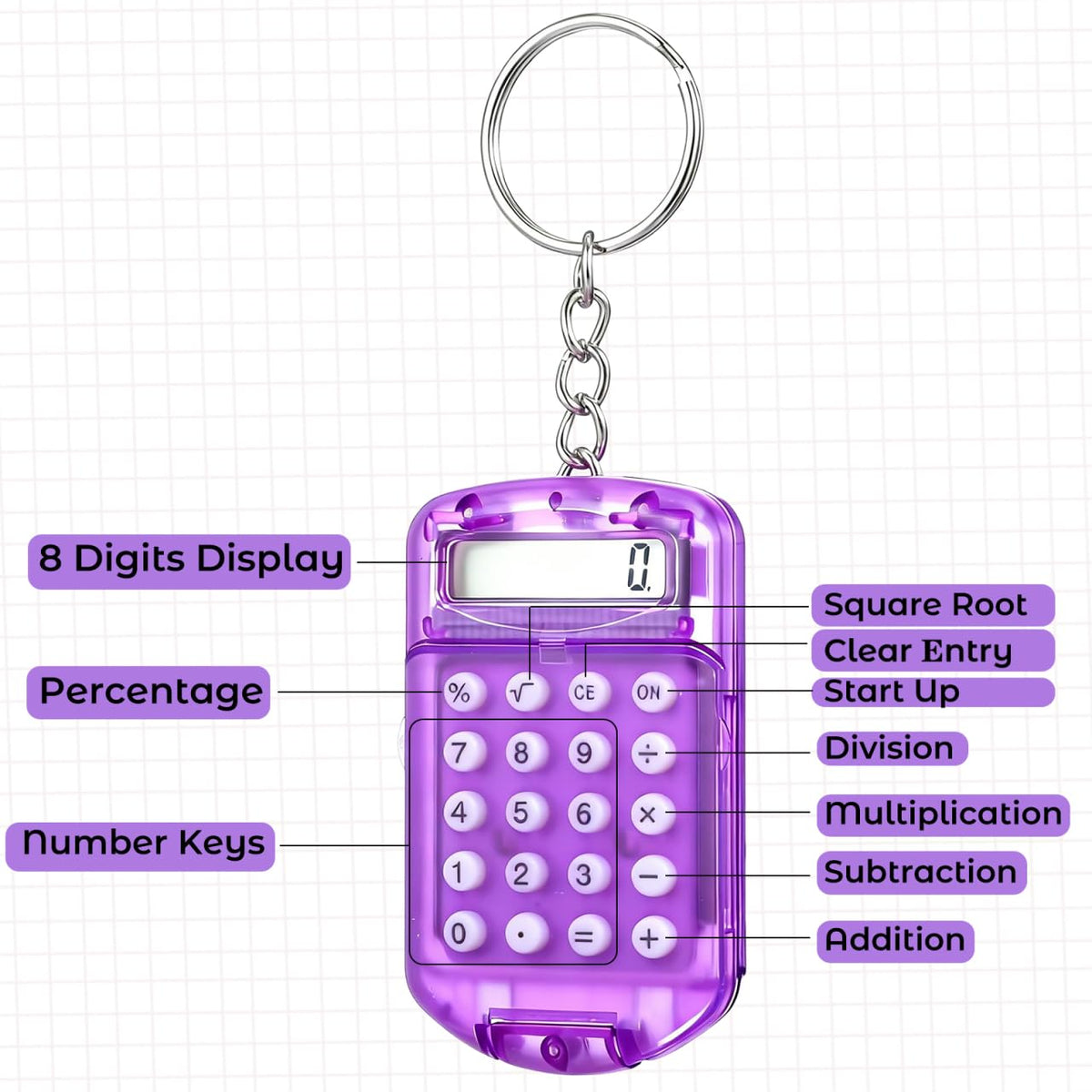Calculadora de Bolsillo NUOBESTY Portátil Electrónica para Niños y Estudiantes 3 Piezas Color al Azar