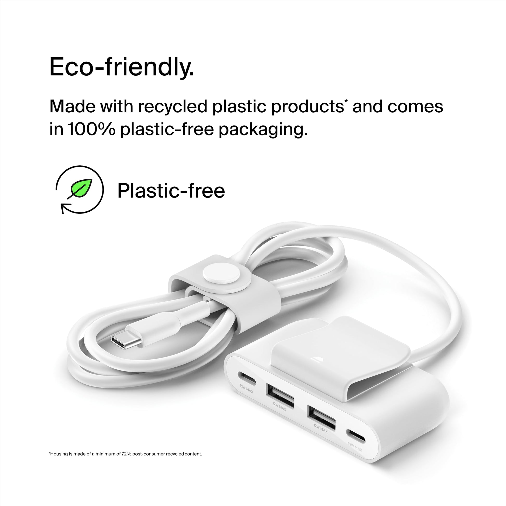 Belkin BoostCharge Extensor de alimentación de 4 Puertos para Apple iPhone 16, iPad, Samsung Galaxy S25, Nintendo Switch 2, Compatible con Conexiones USB-C y USB-A, Color Blanco