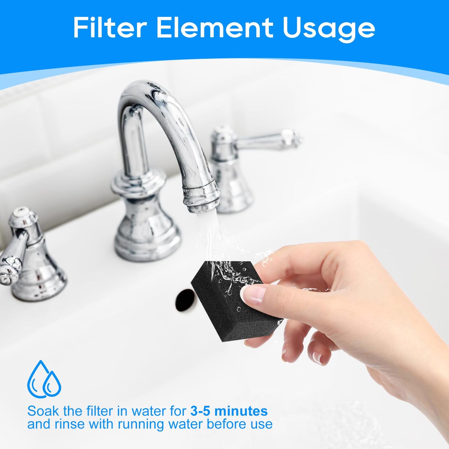Paquete de 8 Esponjas Prefiltrantes MyfatBOSS Negro para Fuente de Agua de Gatos WF20/CF20 de 2L