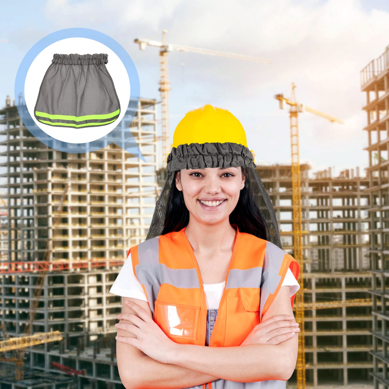 GLEAVI Protector Solar para Casco con Malla Sombra Reflectante para Cuello Accesorio de Seguridad para de Construcción Aumento de Visibilidad Transpirable y Ligero
