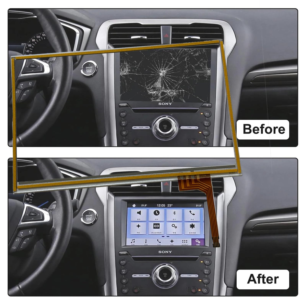 Digitalizador de Visualización Táctil Micarun LCD 7 Pulgadas Compatible con Toyota Prius 2004-2009