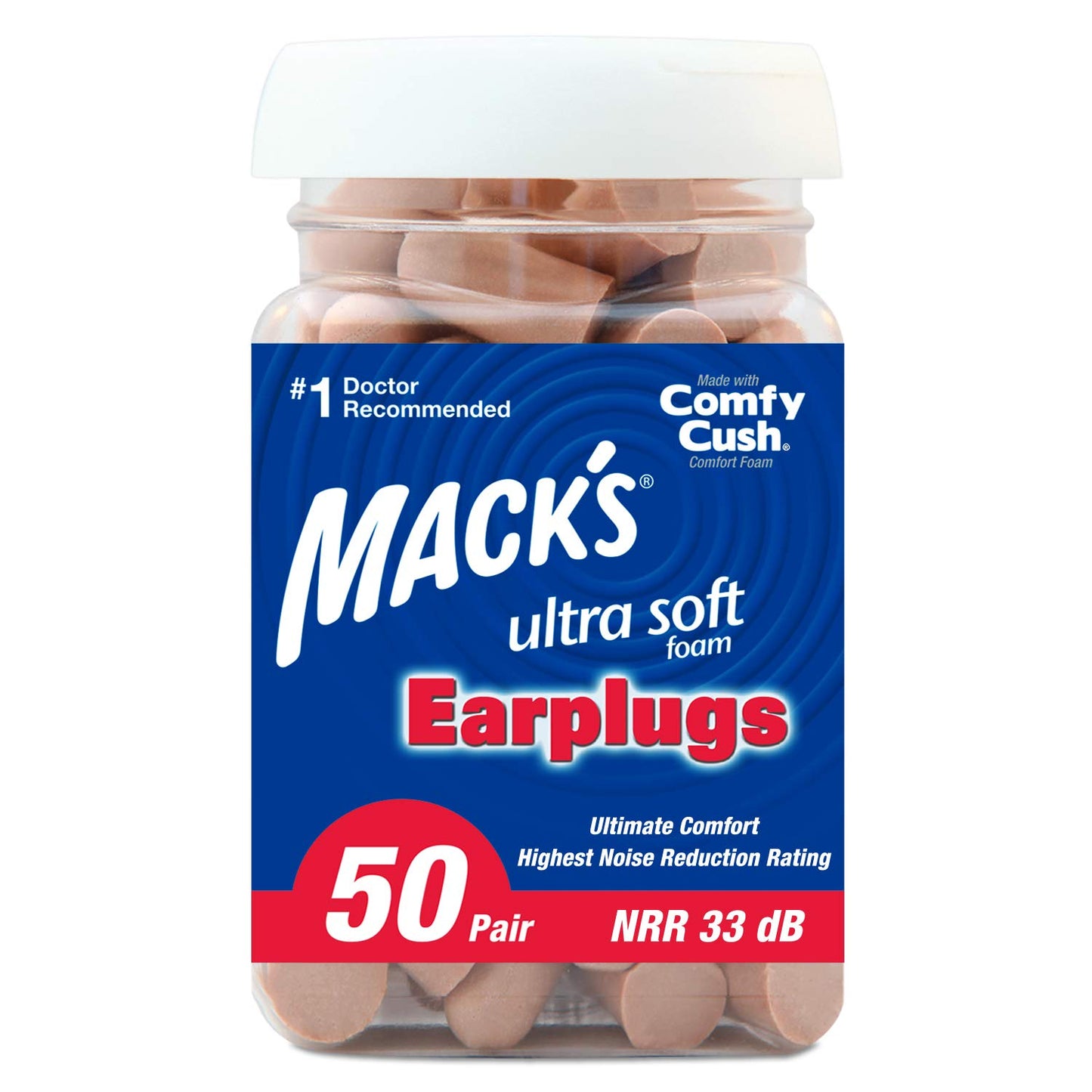 Tapones de Espuma Mack's Suaves 50 Pares para el Cuidado de los Oídos