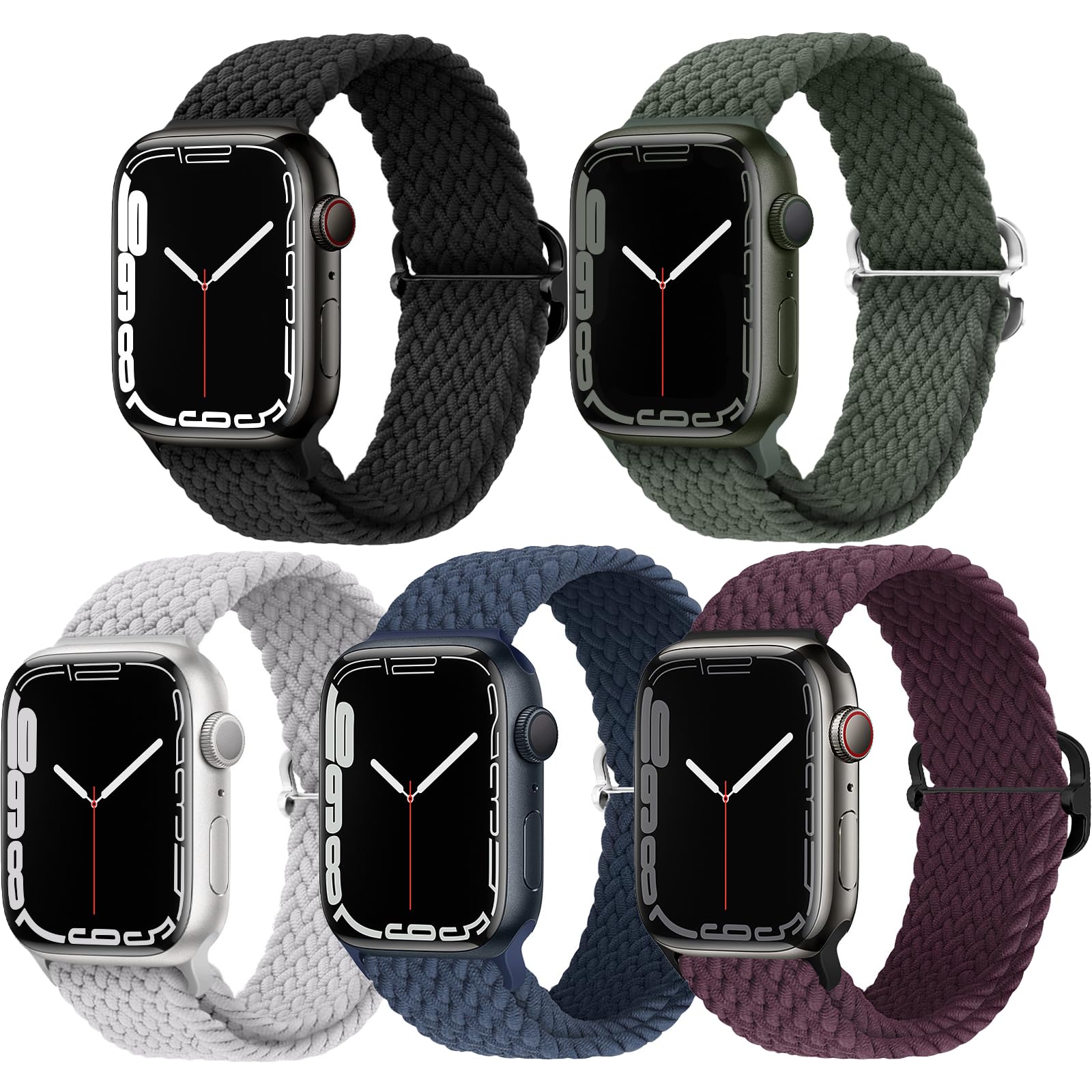 Correa Trenzada de Nylon WULAR Ajustable para Apple Watch Series 9-1 SE Ultra