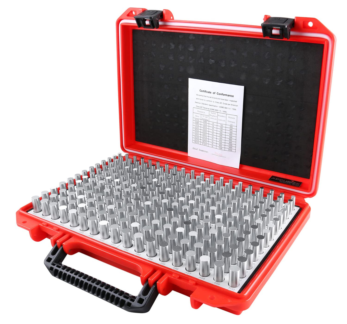 Juego de Clavijas de Enchufe de Acero Accusize Industrial Tools de 0.251-0.500 Pulgadas 250 Piezas Clase Zz M2(-)