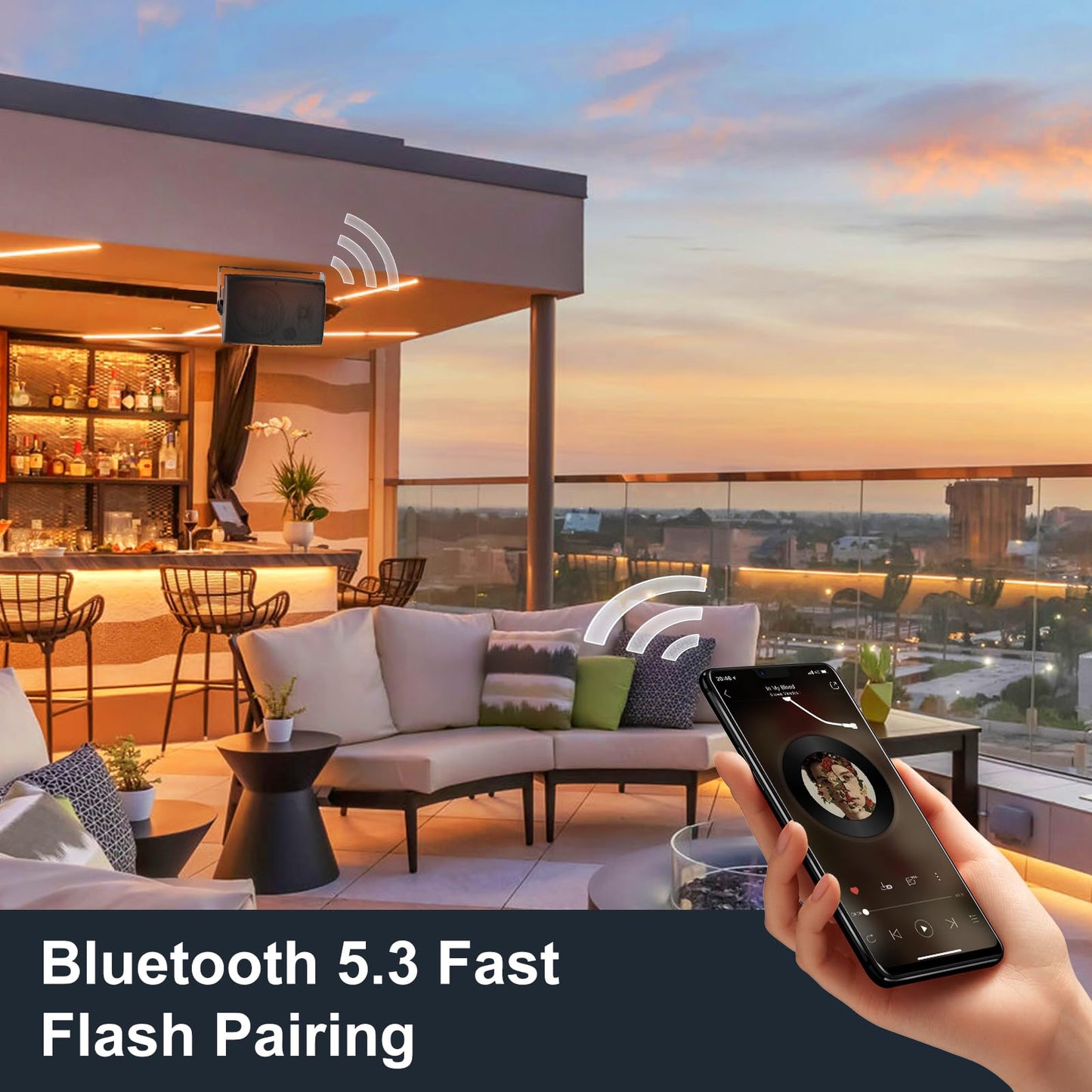 STUDIOFINIX - Altavoces Bluetooth para Exteriores de 6.5 Pulgadas, 400 W, Impermeables, con Cable, Sistema de Altavoces Impermeables para Patio, hogar, Piscina, terraza, Patio Trasero (par), Negro