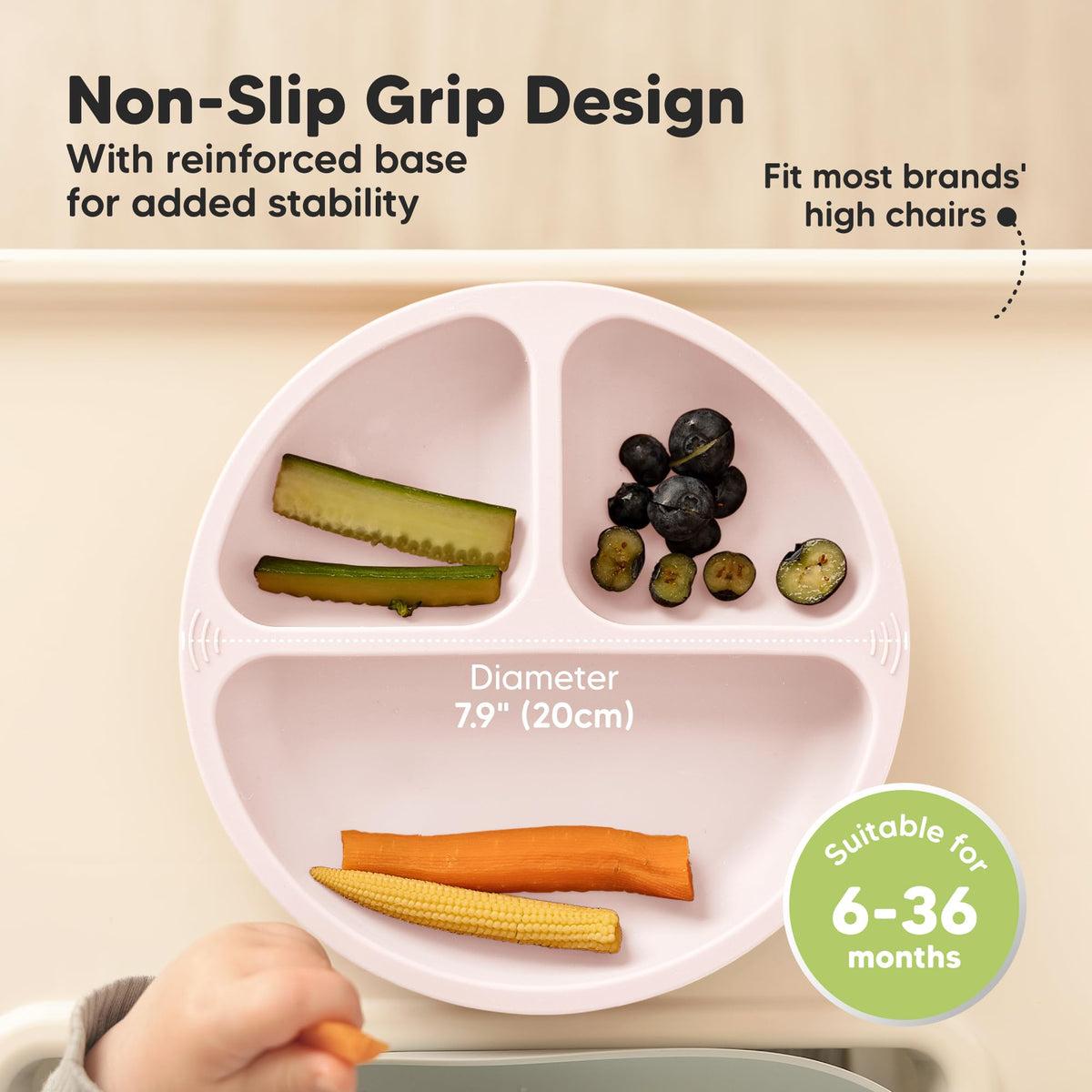 Placas de succión para bebés, niños pequeños, 100% silicona, placas para bebés divididas con succión, placas de silicona para bebés, sin BPA, aptas para microondas (lluvia)