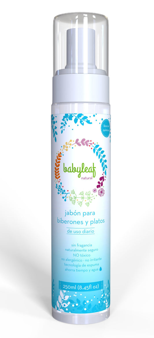 Babyleaf Natural Jabón para Biberones y Platos de Bebés, Naturalmente Seguro, Sin Fragancia, 250 ml - Blanco - 250 ml