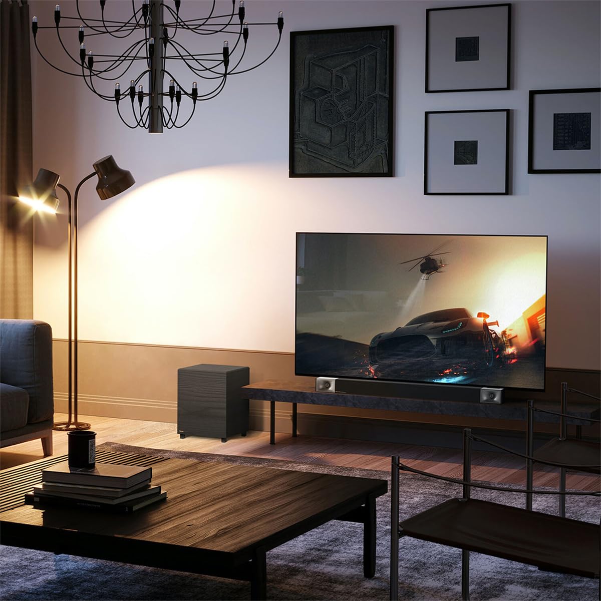 Klipsch Cinema 400 Barra de Sonido + subwoofer inalámbrico de 8 Pulgadas con HDMIARC, Negro