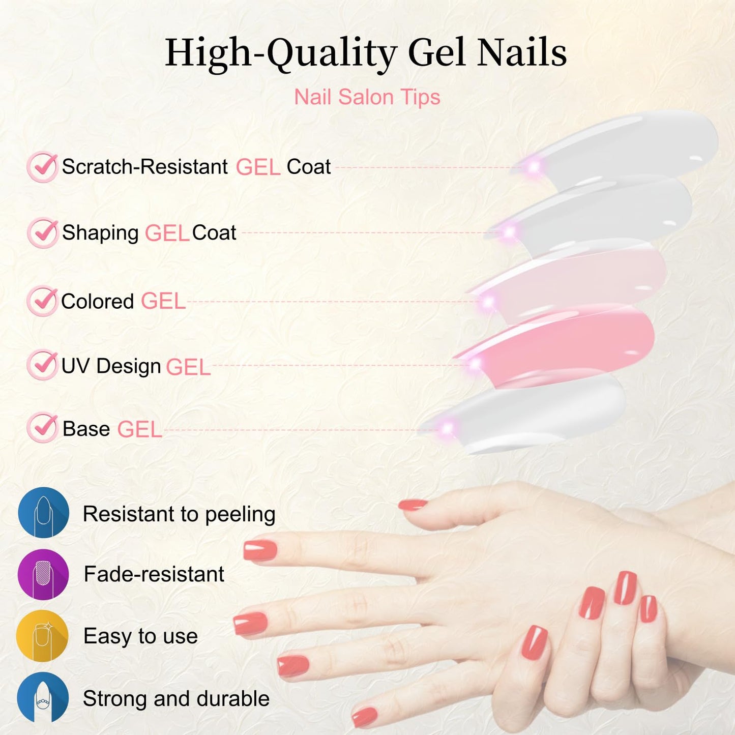 DMJWAN Uñas postizas cortas cuadradas de color sólido, gel suave, sin pegamento, reutilizables, acabado UV, calidad de salón, 24 unidades (rojo vino).