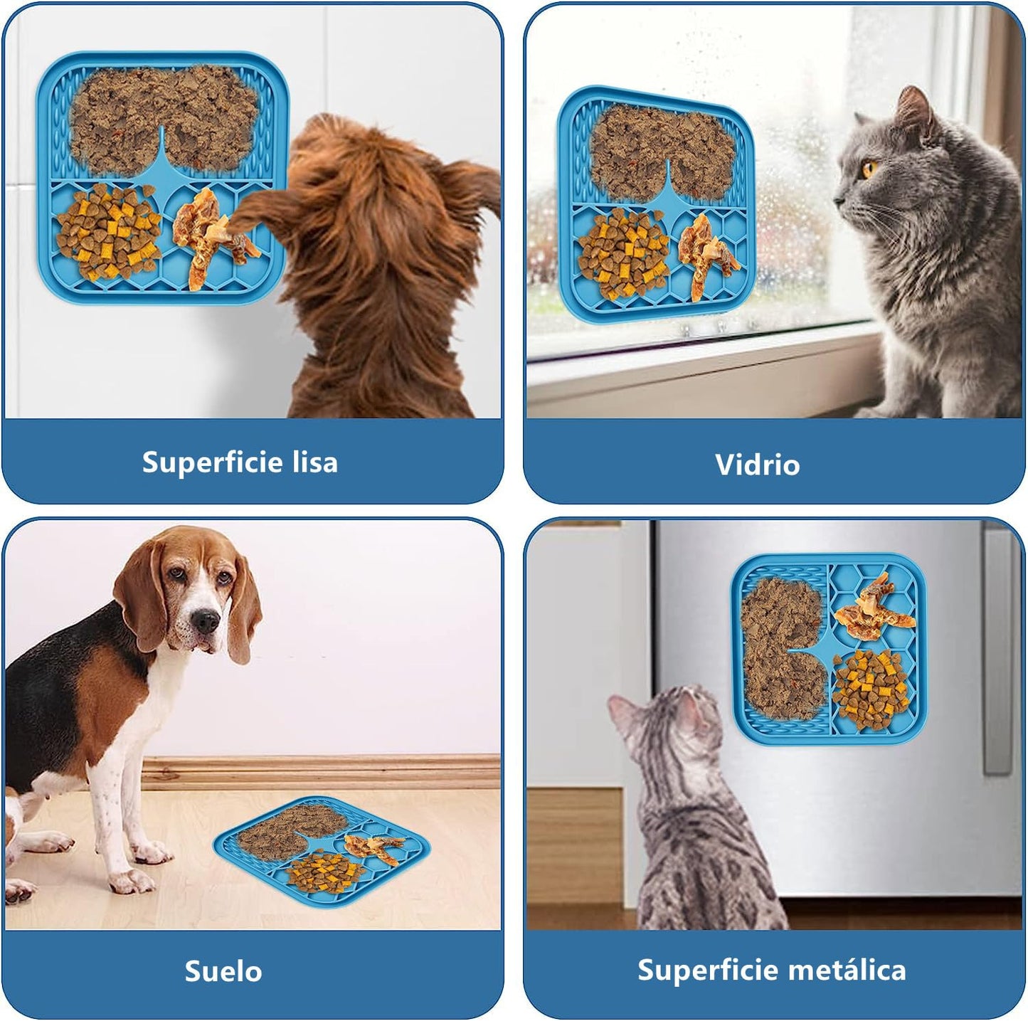 Almohadilla de Alimentación con Ventosas Antideslizantes para Perros y Gatos, Incluye Espátula de Silicona, Alivio de Ansiedad y Entrenamiento