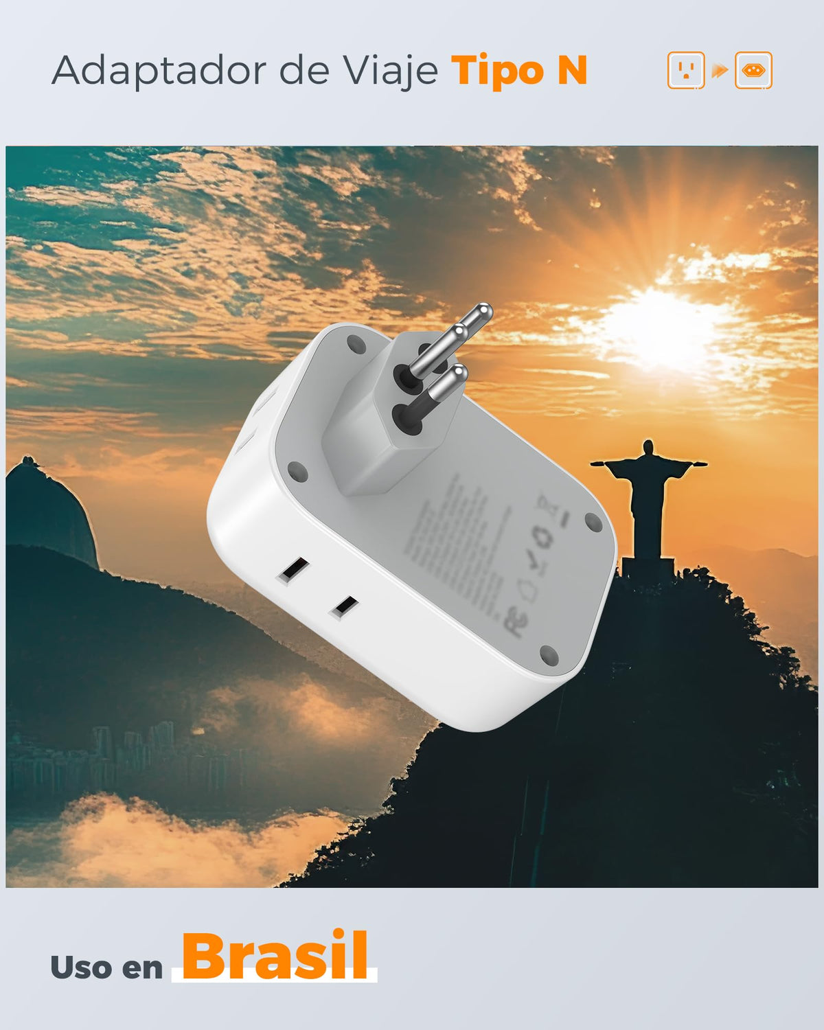Adaptador de Viaje TESSAN Brasil Enchufe Brasileño