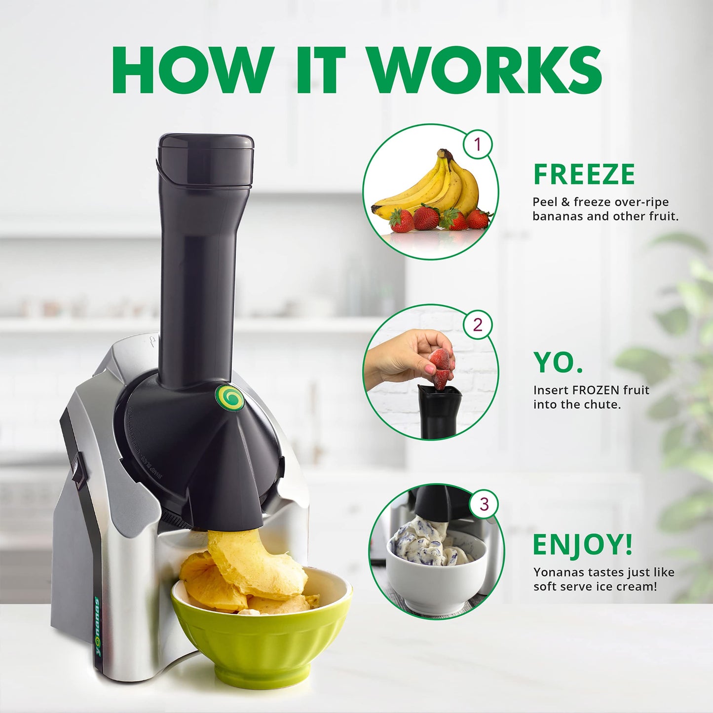Máquina para Postres Yonanas Negra y Plateada 200 Vatios