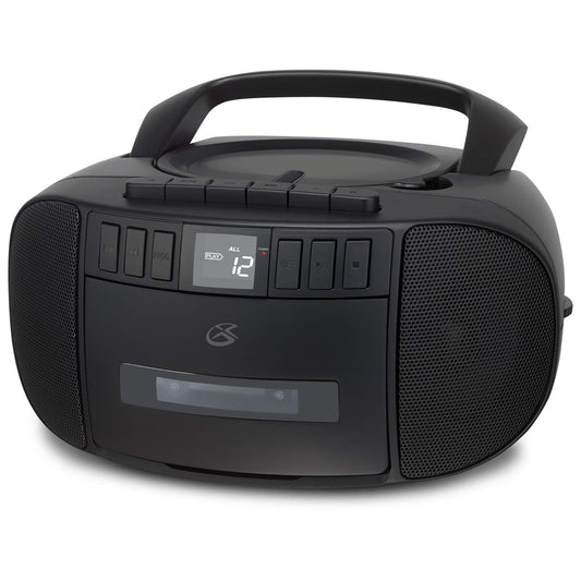 GPX BCA209B Boombox portátil Am/FM con Reproductor de CD y Cassette, Negro