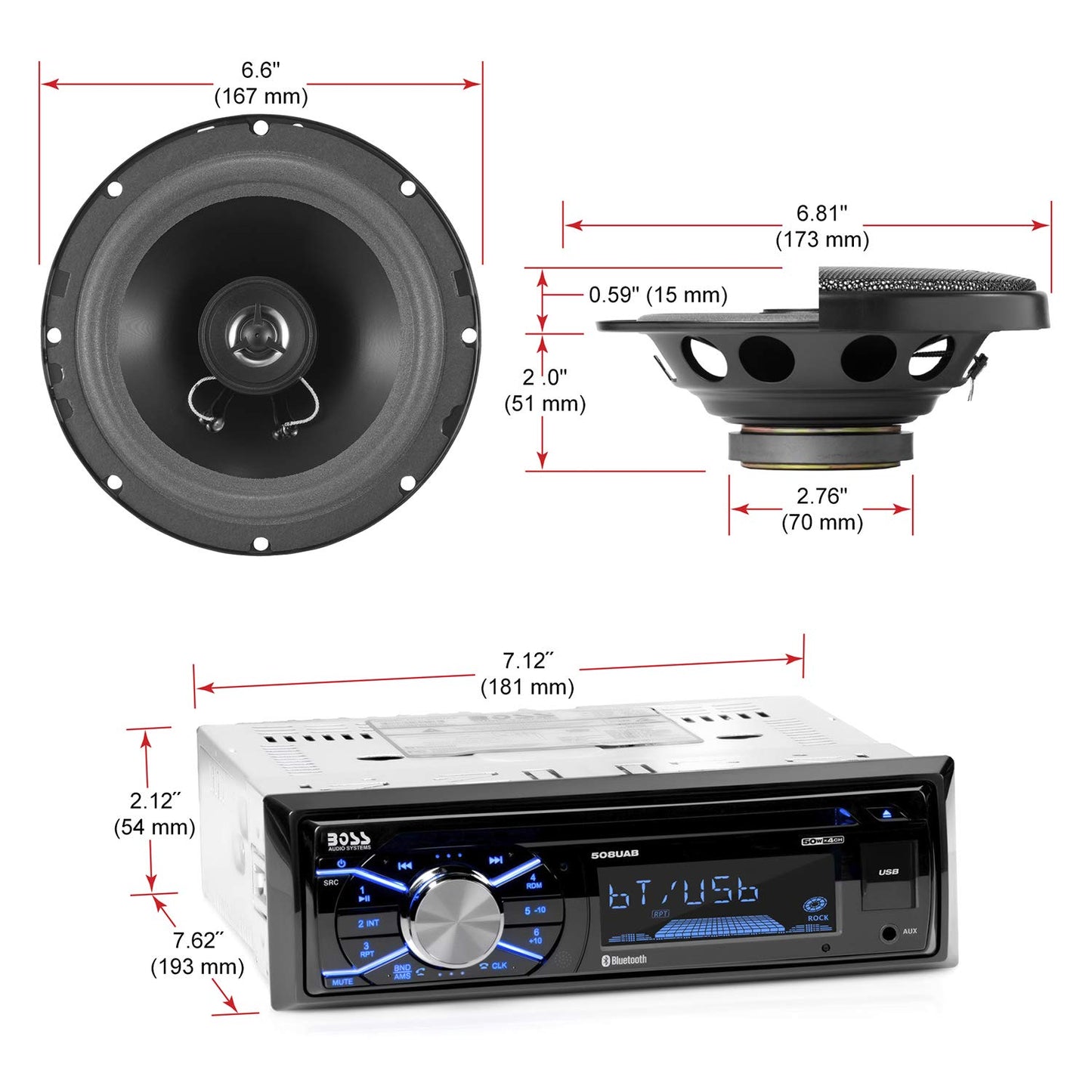 Boss Audio 656BCK CD Receiver and 2 6.5" Speakers