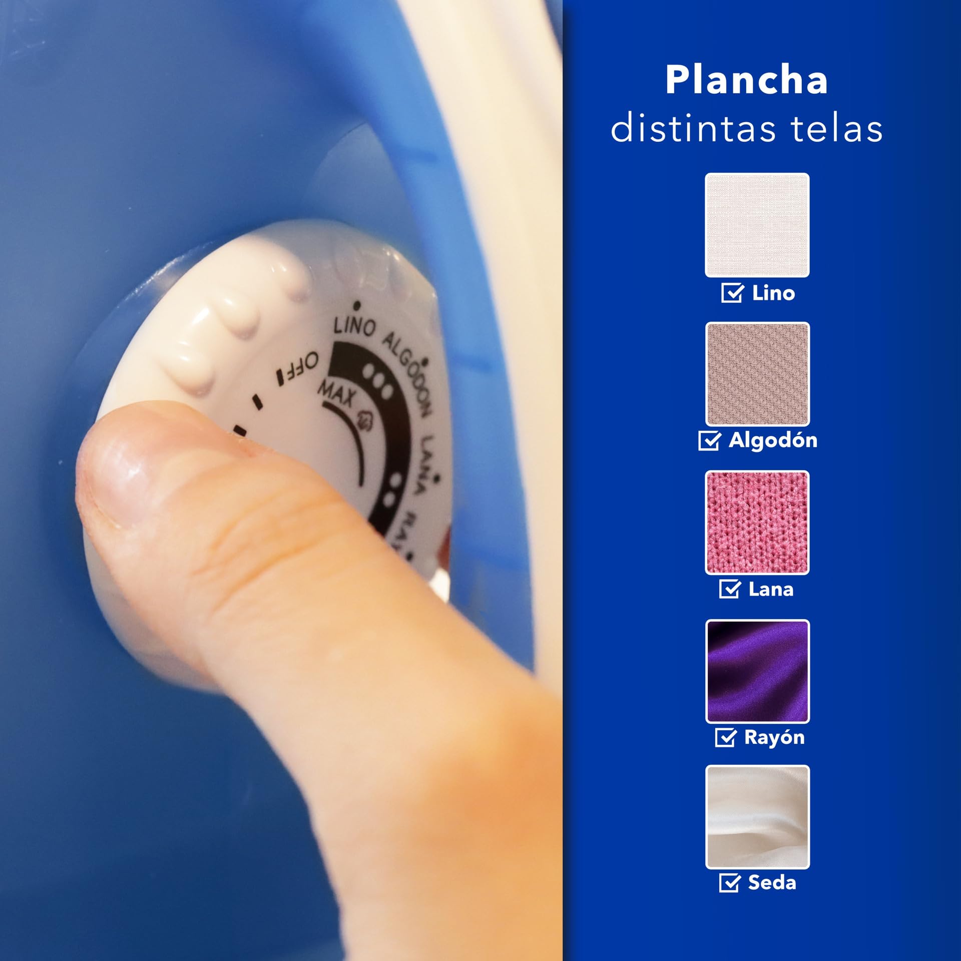 Plancha de Vapor RCA Azul con Suela Antiadherente y Vapor Vertical para Telas Delicadas