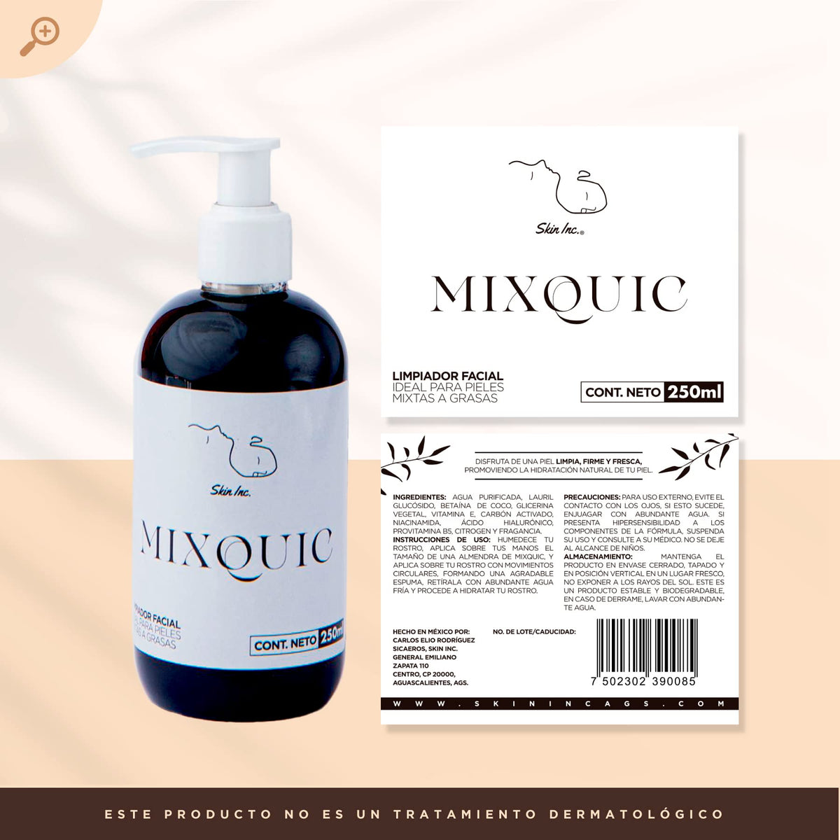 Skin Inc | Mixquic Limpiador Facial Liquido para Rostro Piel Mixta 250ml