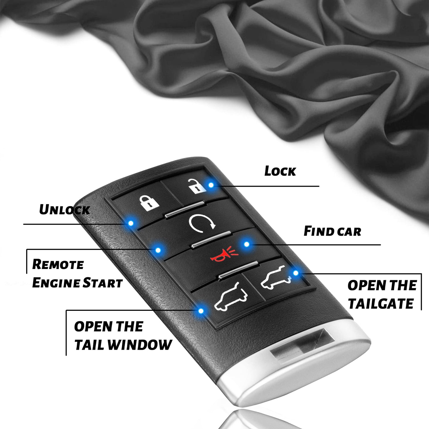 VOFONO - Llavero de repuesto con 6 botones sin llave, compatible con Cadillac Escalade ESV EXT 2007-2014 FCC ID: OUC6000066 850K-6000066