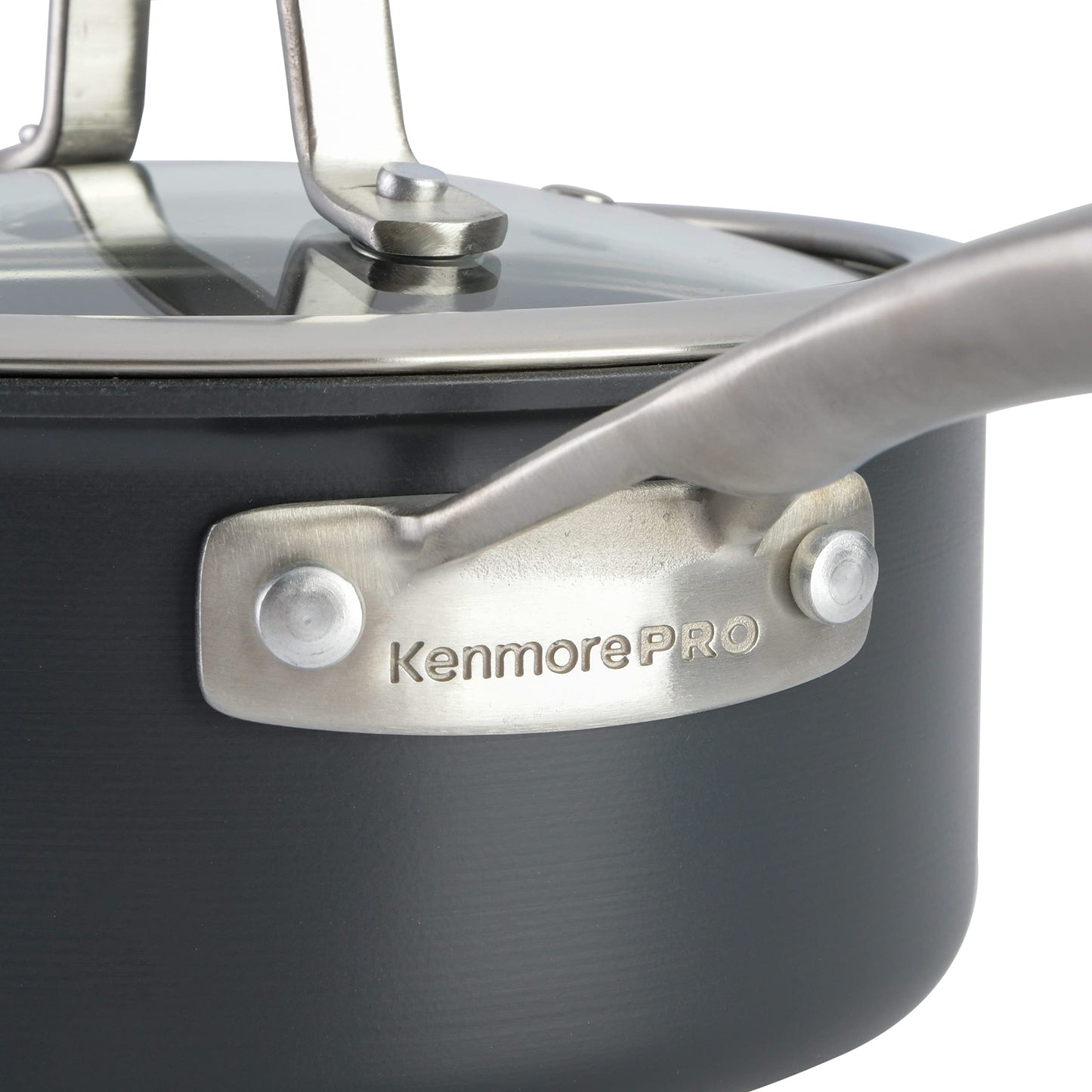 Kenmore Pro Arbor Heights - Juego de utensilios de cocina de aluminio forjado de platino anodizado duro de 7 capas, 10 piezas, color negro