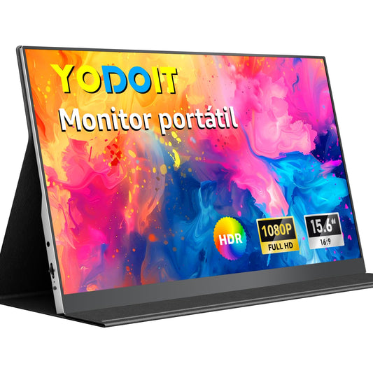 Yodoit Monitor Portátil 15.6 Pulgadas, IPS FHD 1080P USB Type-C Pantalla para Laptop, Monitor Portable de Juego 100% SRGB HDR con HDMI/USB C para MacBook PC Xbox PS4/5 Nintendo Switch Teléfono