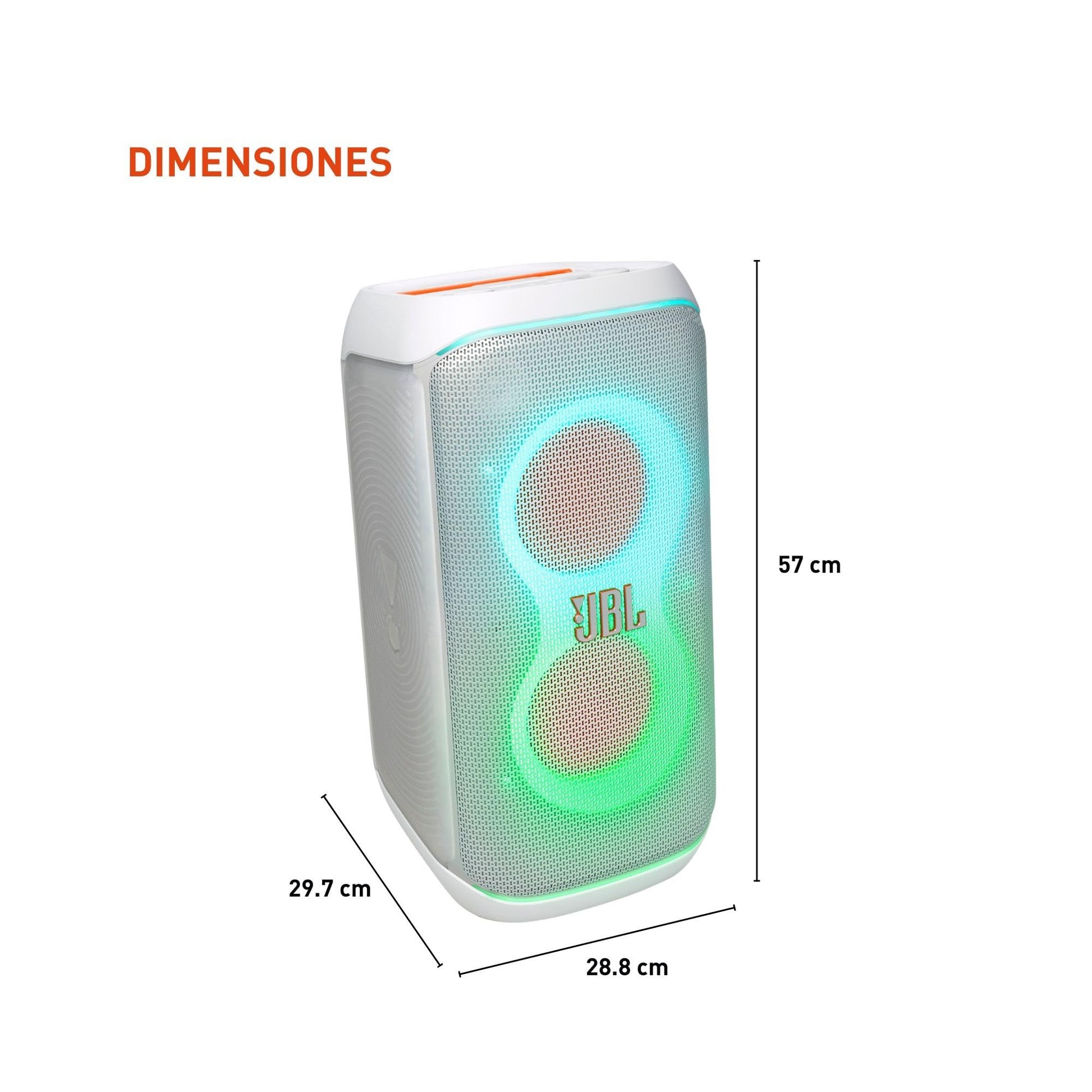 JBL Partybox Club 120 Bocina Portátil Efecto Luz LED, Bluetooth, 160W de Potencia, Reproducción 12 Horas, Resistente al Agua IPX4 - Blanco