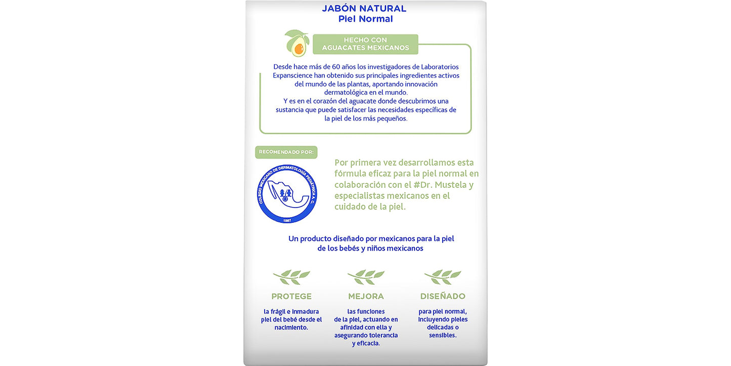 Mustela Jabón Natural Piel Normal, Facial Y Corporal En Barra, 100G +, Gel de Baño Suave para cara, cuerpo y cabello de Bebés y niños, Limpia y protege, 90% ingredientes de origen natural, 500 ml