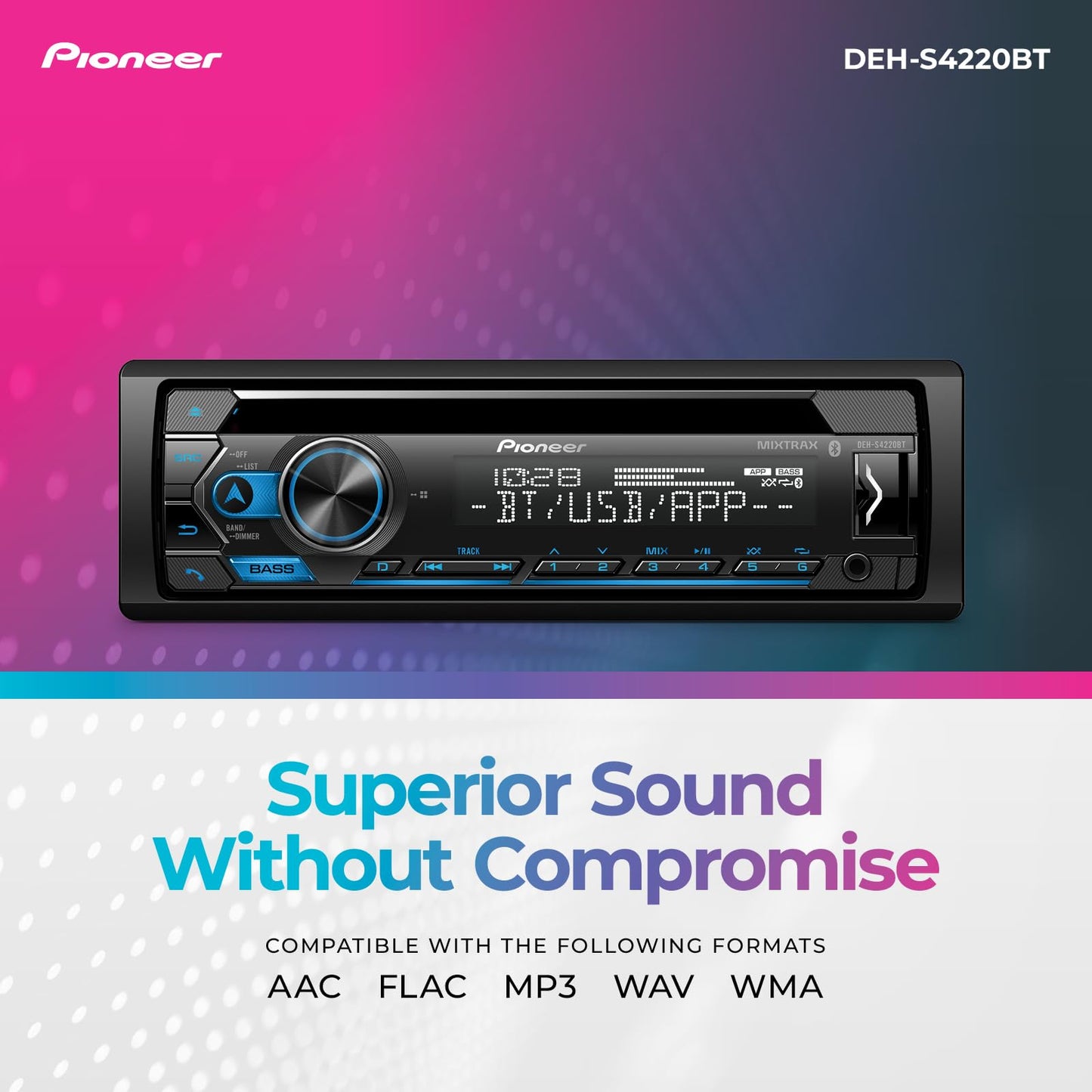 Pioneer Receptor de CD negro con Bluetooth incorporado