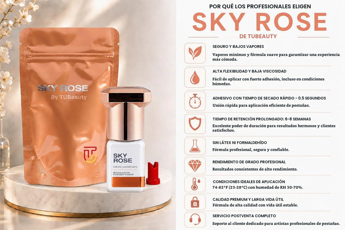 Extensión de Pestañas Sky Rose en Rosa Secado Rápido y Retención de 6-8 Semanas