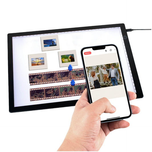 MAFUEAY - Caja de luz con visor deslizante, para ver negativos y diapositivas, dibujo de artistas, escáner de almohadilla de luz A4 ultrafino con 3 brillo ajustable y alimentado por USB (mediano)
