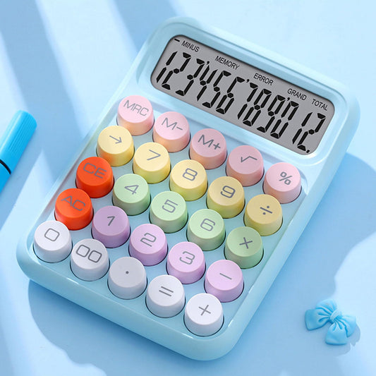 Calculadora Electrónica de Colores, Calculadora a Prueba de Salpicaduras, Conveniente para Uso Escolar y Doméstico (Cielo Azul)