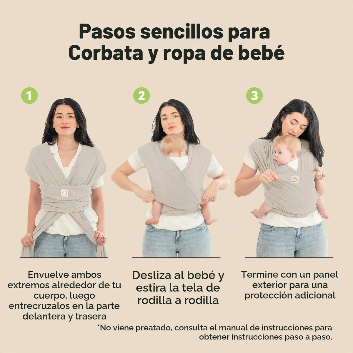 KeaBabies - Portabebés Original Todo en 1 para Bebés Recién Nacidos a Niños, Fácil de Llevar, Unión Manos Libres, Envoltura Ligera y Transpirable para (gris Piedra)