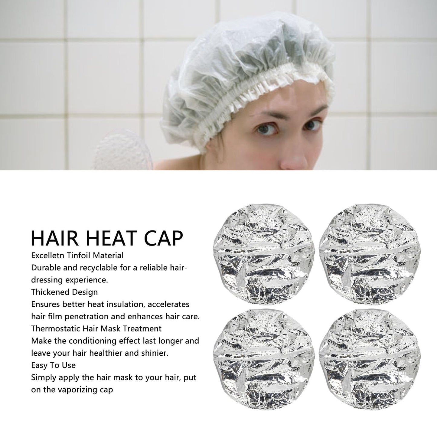 Fockety 10Pcs Papel de Aluminio Gorro Térmico para Acondicionamiento Profundo, Gorro Reutilizable para el Procesamiento del Cabello para Uso en el Hogar, Gorro de Papel de Estaño