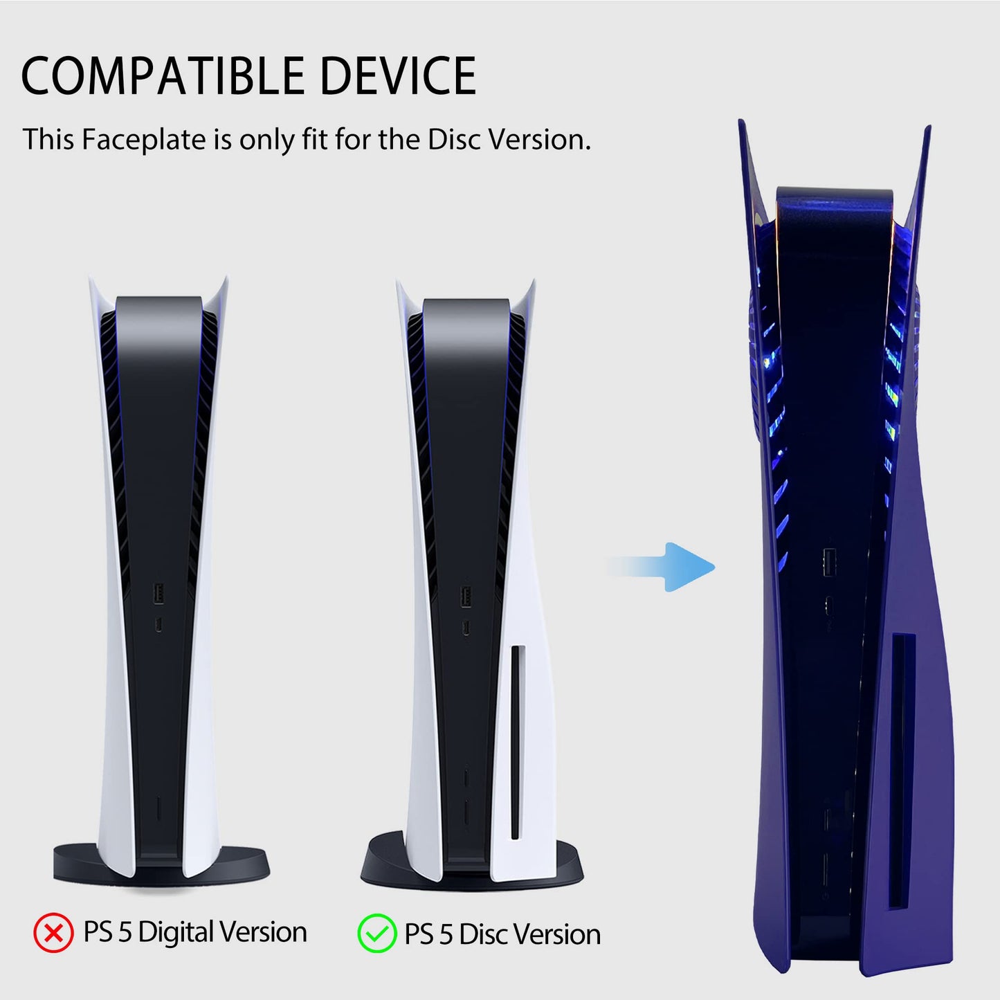 Cobertor de Consola DOBEWINGDELOU Blanco con Luz RGB y Filtro de Polvo para PS5 Disc Edition