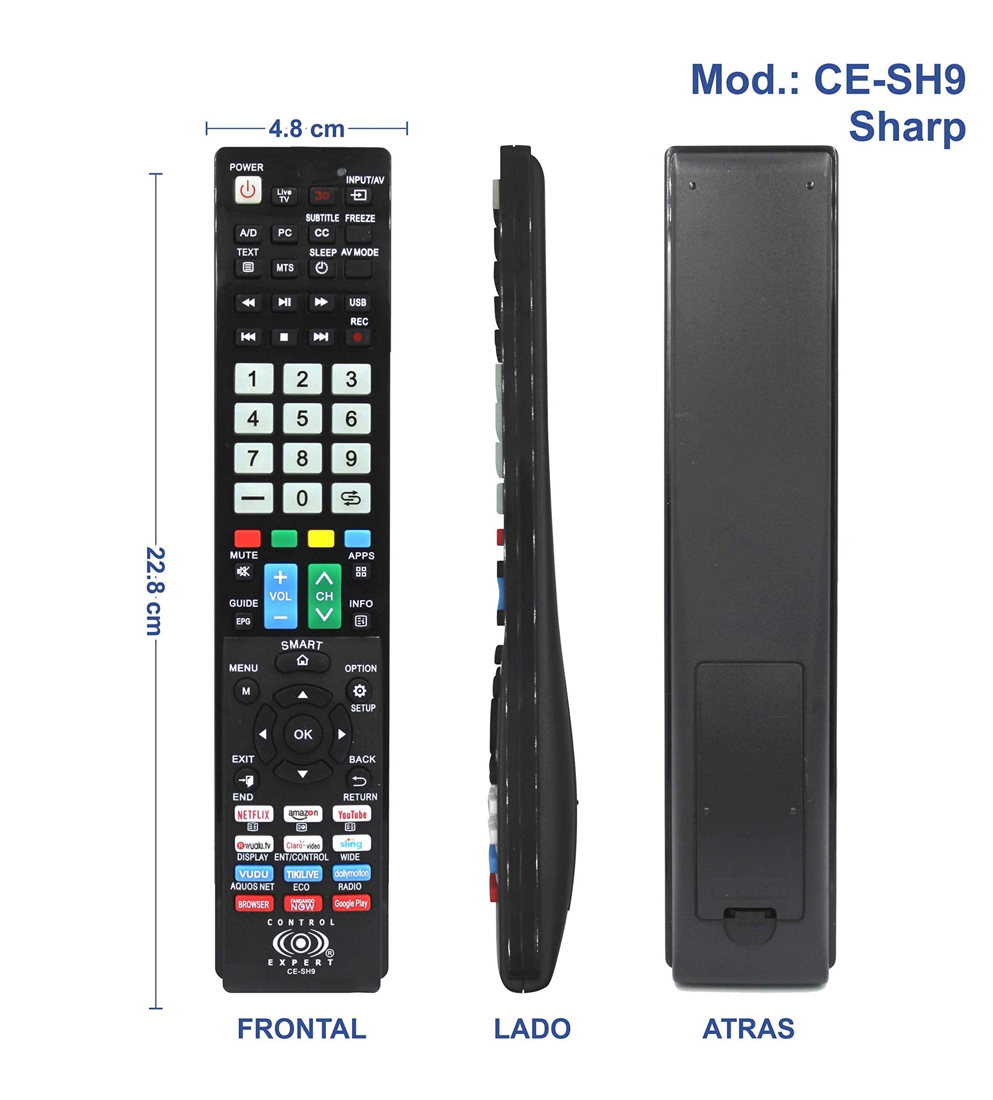 Control Remoto Universal para Pantallas Sharp/Smart TV/Led/Netflix/Youtube