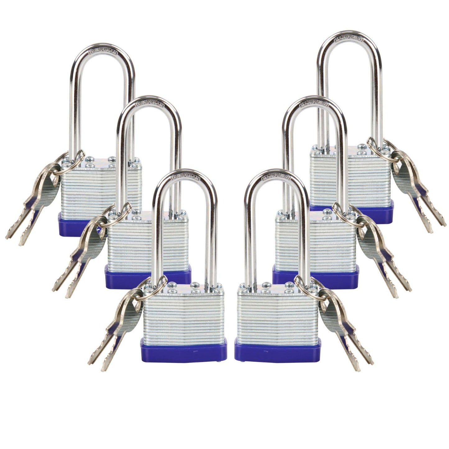 Candados SEPOX Acero Resistente Largo con Llaves Iguales Paquete de 6