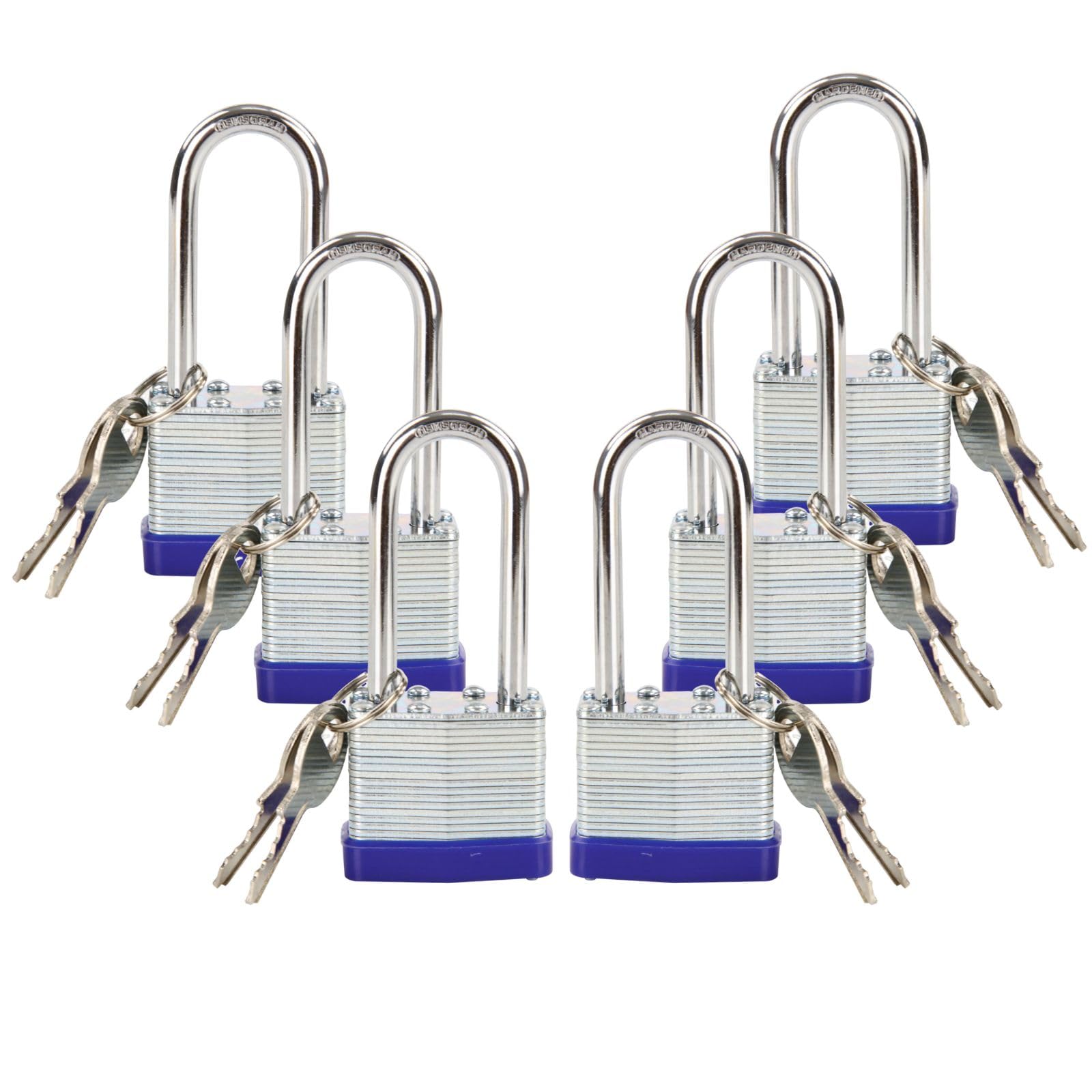 Candados SEPOX Acero Resistente Largo con Llaves Iguales Paquete de 6