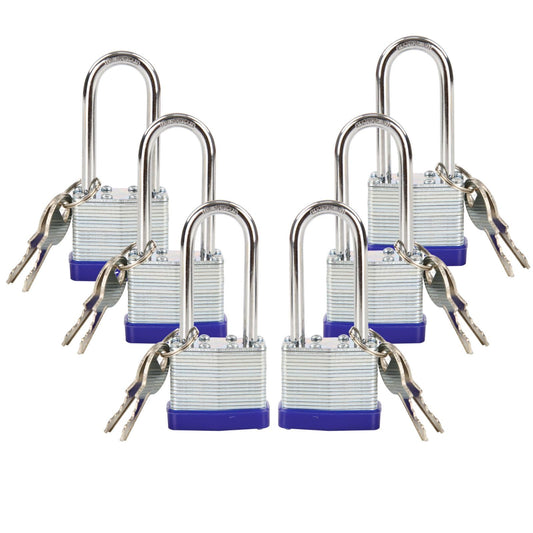 Candados SEPOX Acero Resistente Largo con Llaves Iguales Paquete de 6
