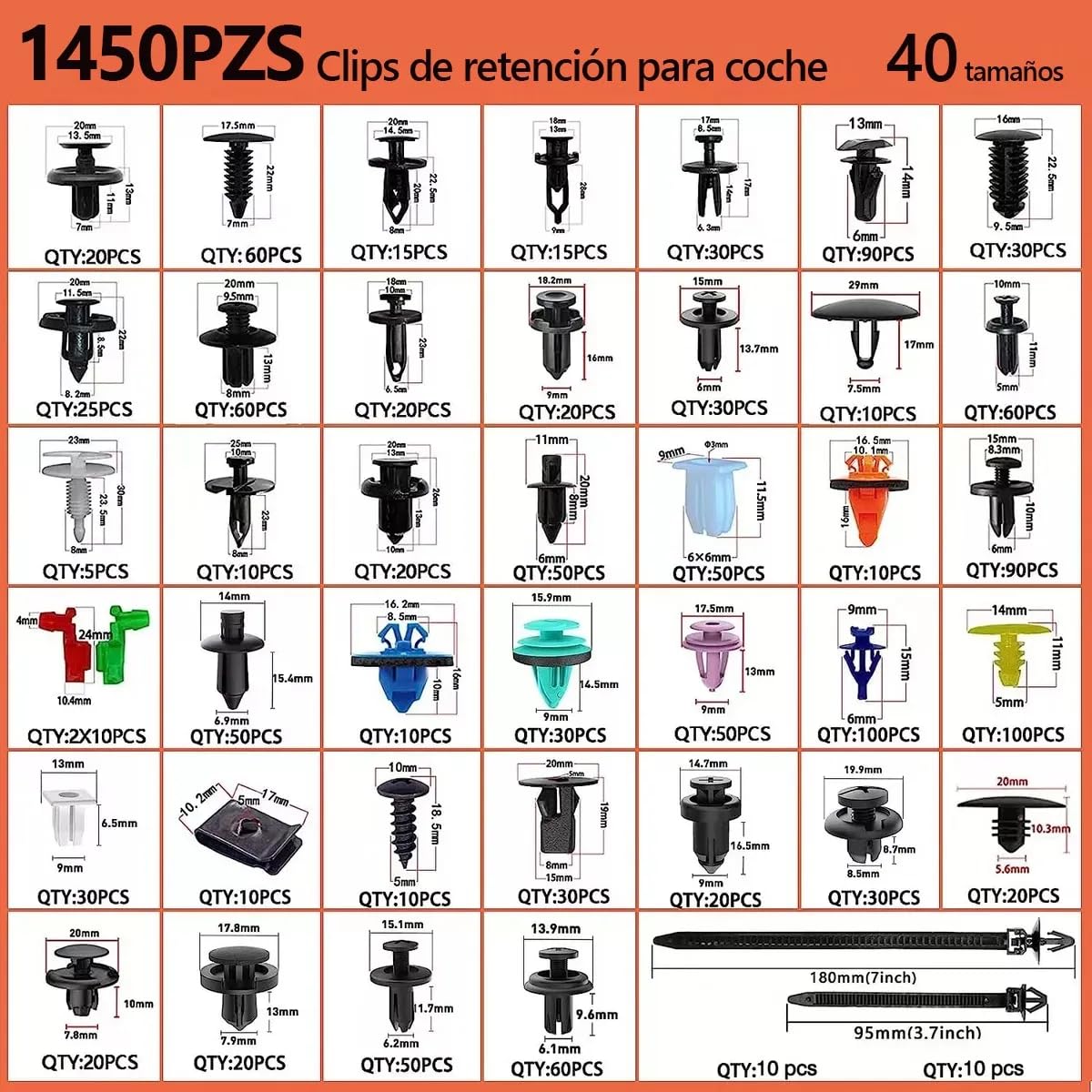 Kit de Remaches Automotriz Universal con Estuche y Herramientas, Surtido en Múltiples Tamaños