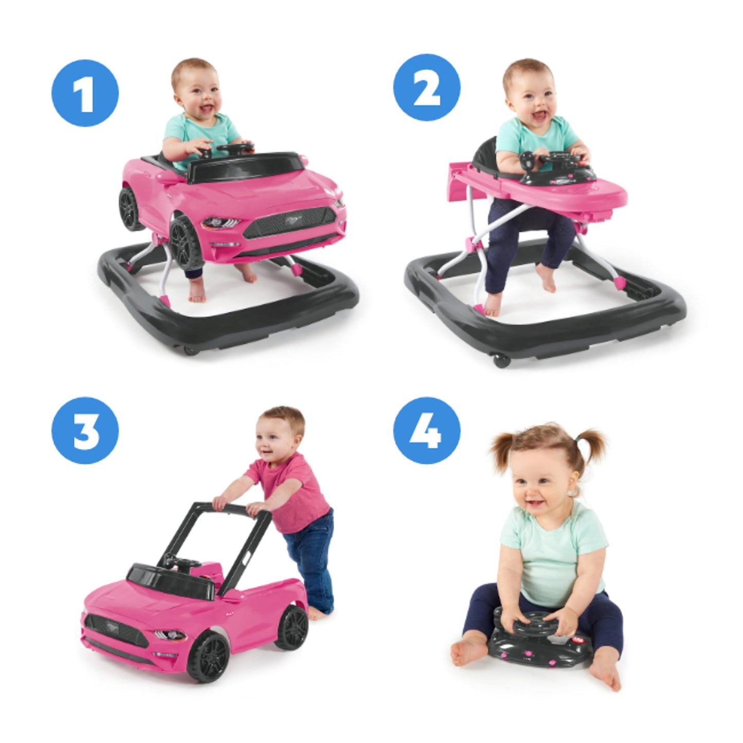 Bright Starts Andadera Ford Mustang 4 En 1, Rosa