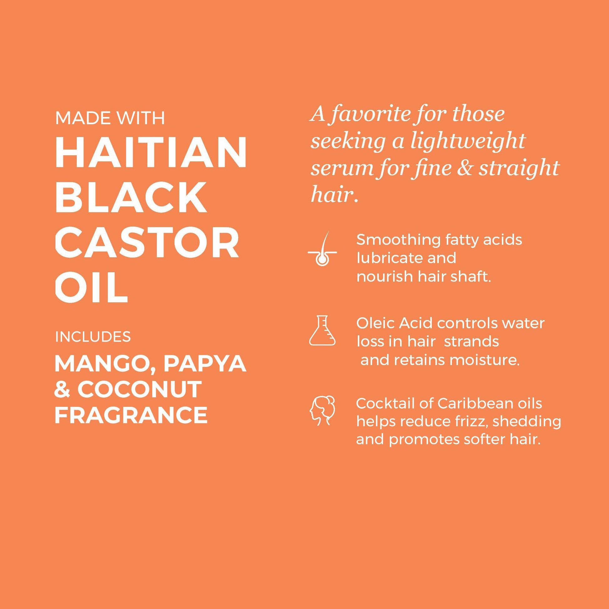 Kreyol Essence - Mango Papaya and Coconut Haitian Black Castor Oil for Skin and Hair, 2 Oz - Omega Fatty Acids (3,6,9) and, Skin, Hair and Body, Hair Growth, Thicker Brows.