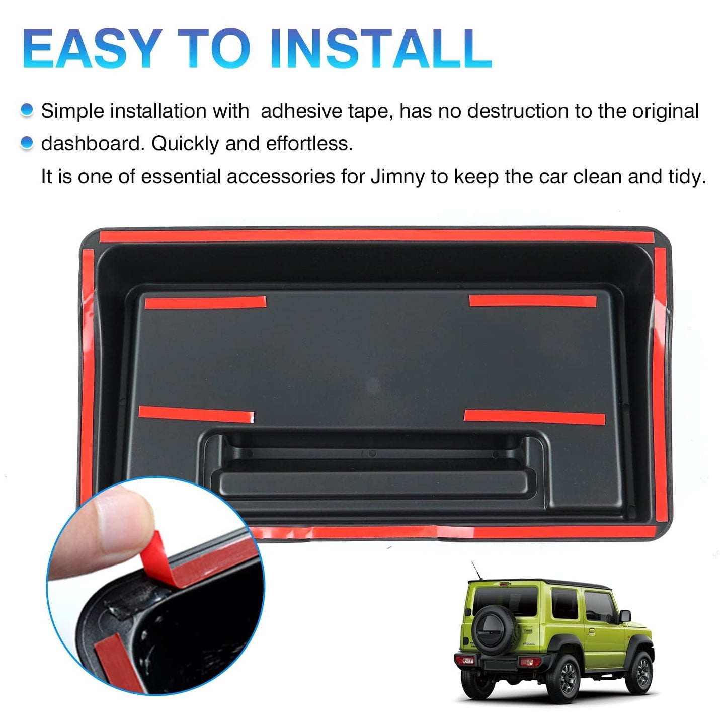 Autorder - Organizador de tablero de consola central para 2019-2022, 2023, 2024, 2025, Suzuki Jimny JB64 JB74, accesorios para salpicadero con soporte para teléfono celular, caja de almacenamiento con