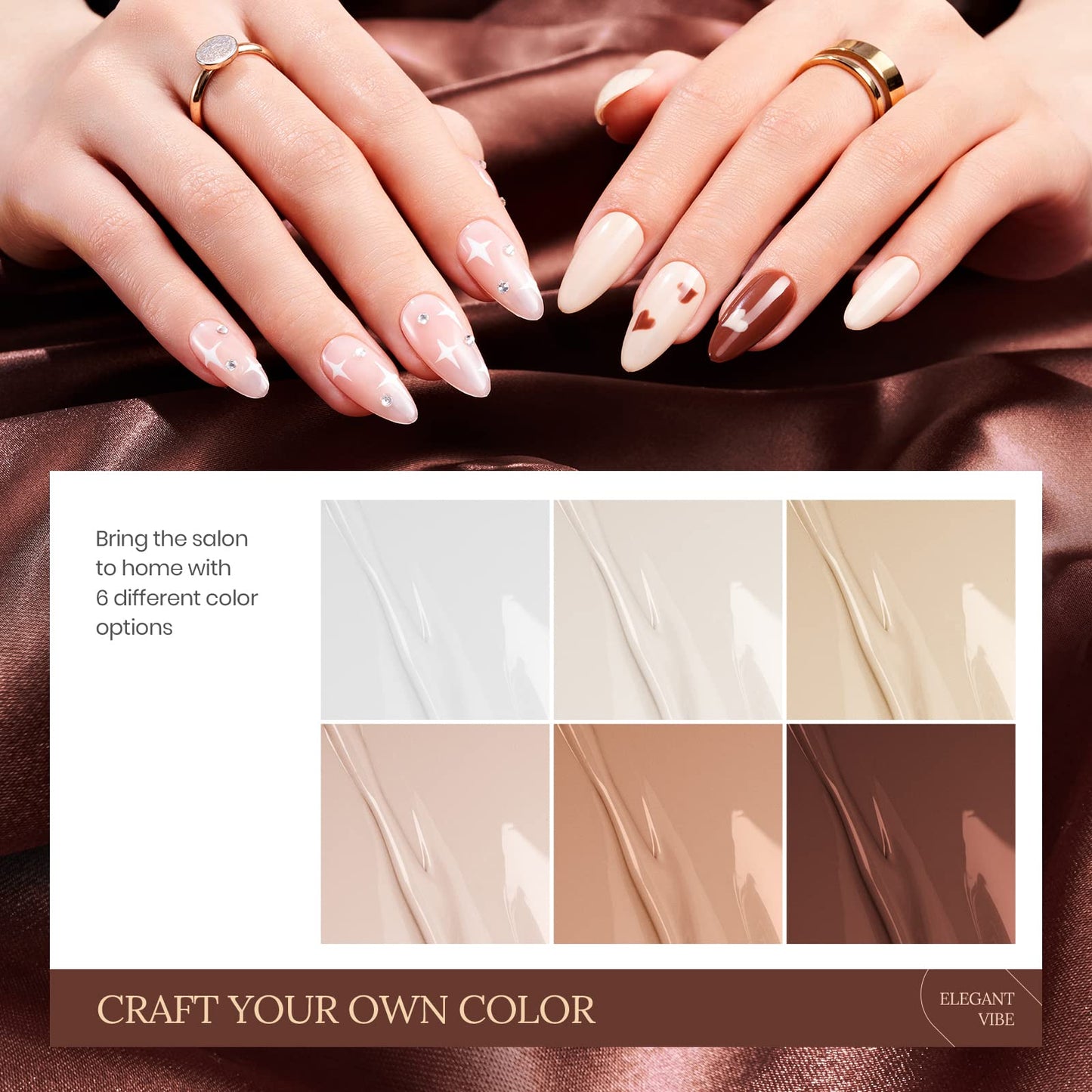 Beetles Juego de esmalte de uñas en gel, 6 colores, colección Sandstorm, color nude, rosa, melocotón, marrón, kit de manicura natural, lámpara LED ultravioleta necesaria para mujeres, regalo DIY para el hogar