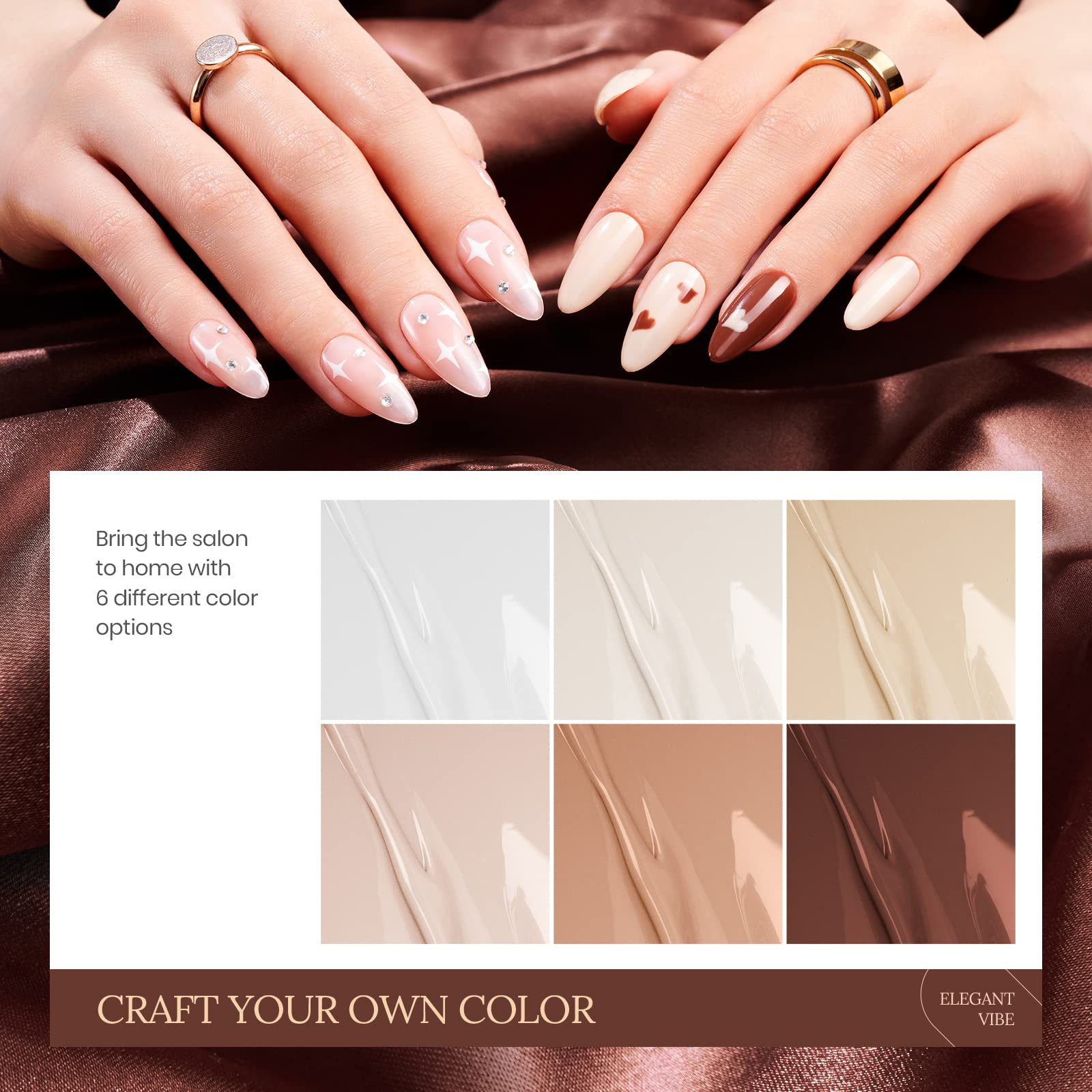 Beetles Juego de esmalte de uñas en gel, 6 colores, colección Sandstorm, color nude, rosa, melocotón, marrón, kit de manicura natural, lámpara LED ultravioleta necesaria para mujeres, regalo DIY para el hogar