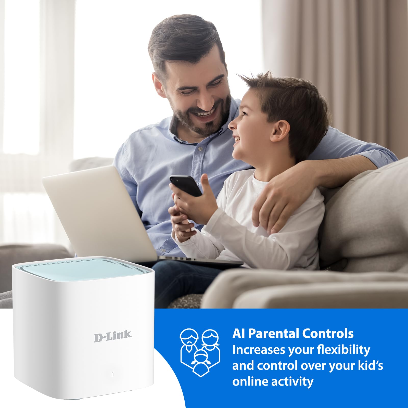 D-Link M15/2 Eagle Pro AI Mesh WiFi 6 Router System (2 Unidades) AX1500 - Paquete múltiple para Red inalámbrica Inteligente de Internet, Control de Voz