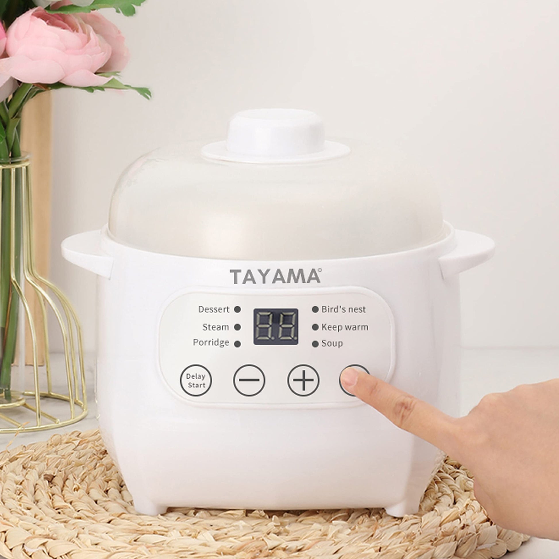 Olla de Cerámica TAYAMA blanca con Preajustes y Temporizador Integrado