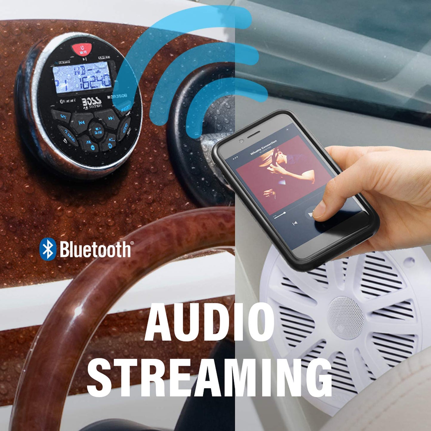BOSS Audio Speaker with Antenna in White