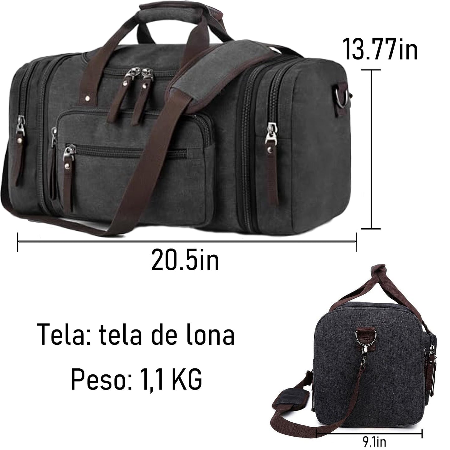 Lumewave Bolsa De Lona Para Viajes,Bolsas De Viaje De Lona Expandibles Para Hombres,Gran Capacidad Bolsa Plegable De Deporte,Bolsa De Lona Para Weekender Acampar y Viajar