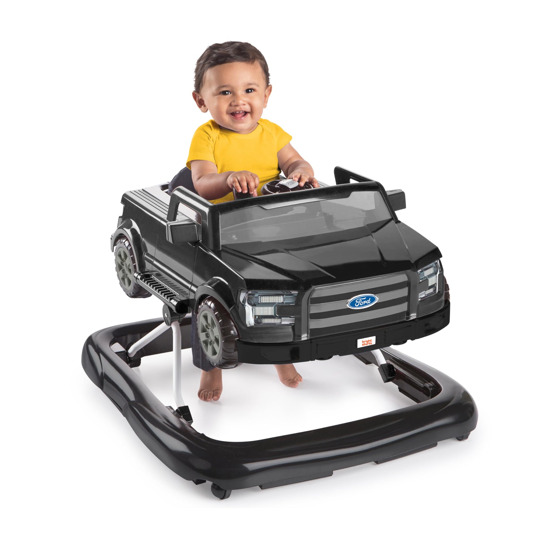 Bright Starts Ford F-150 4 en 1 Ágata negro centro de actividades para bebé y caminante de empuje con volante interactivo extraíble, juguete de 6 meses en adelante