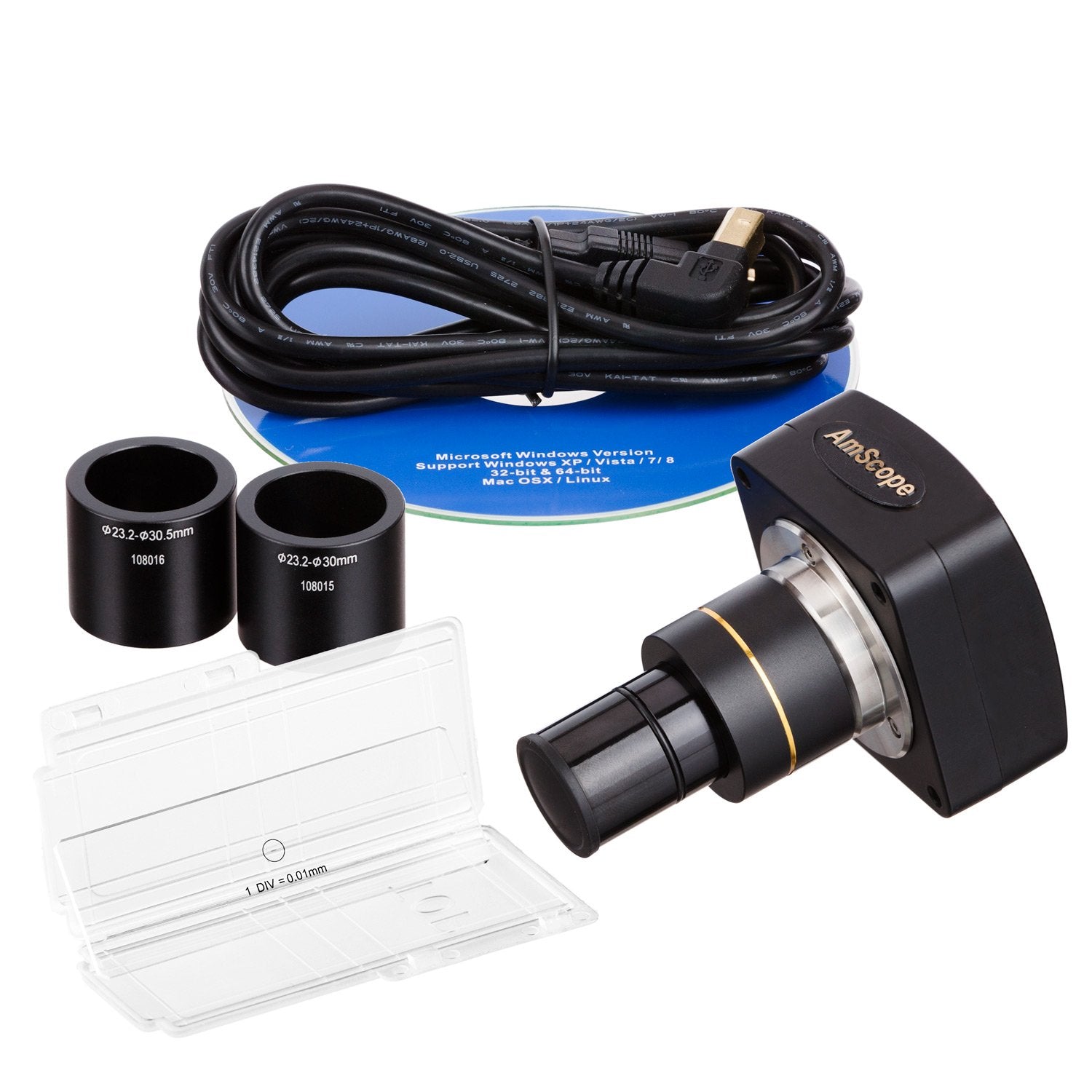 Microscopio AmScope mu1000-ck 10 MP Usb2.0 con Cámara Digital y Kit de Calibración