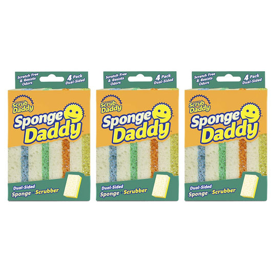 Scrub Daddy Modelo Sponge Daddy Fibra+Esponja 3 Paquetes de 4 Esponjas c/u